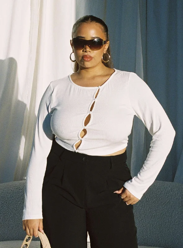 Plus Size Women Long Sleeve Top for a Flattering and Comfortable FitAstrid Long Sleeve Top White Curve