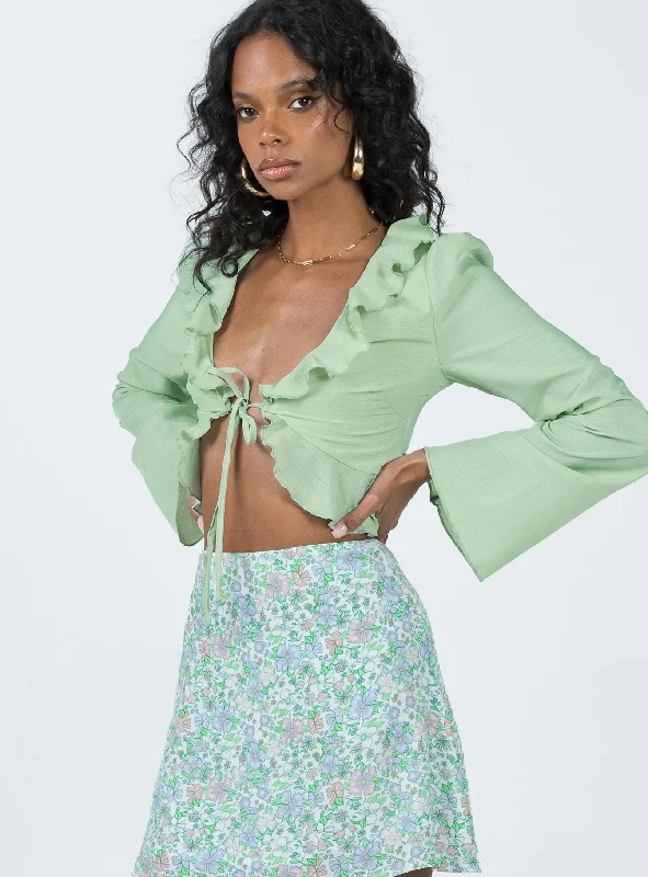 Printed Graphic Women Long Sleeve Top with a Bold StatementSherwood Long Sleeve Top Mint Green