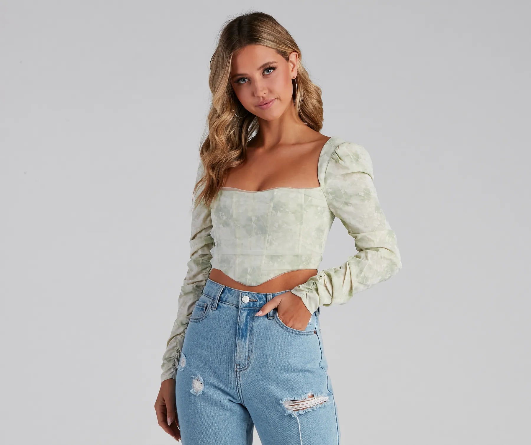 Pocket - Equipped Women Long Sleeve Top for Added FunctionalityPassion For Florals Corset Top