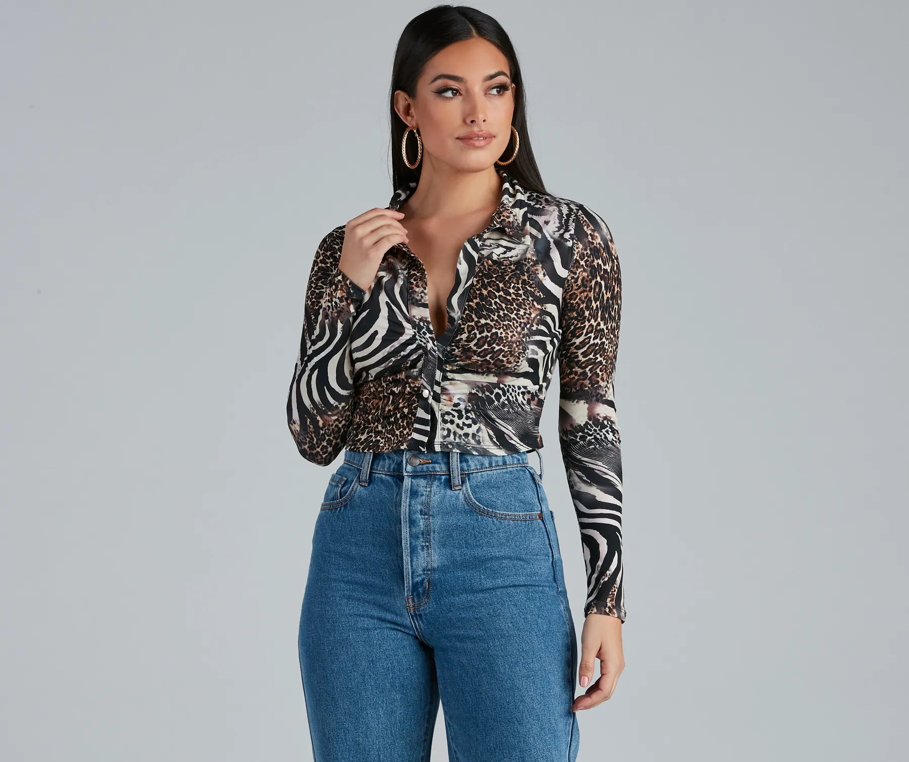 Printed Graphic Women Long Sleeve Top with a Bold StatementWild Thing Animal Print Top