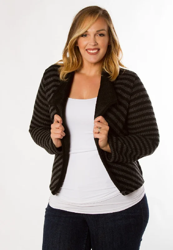 Striped Women Long Sleeve Top in a Timeless PatternPaulina Knit Jacket