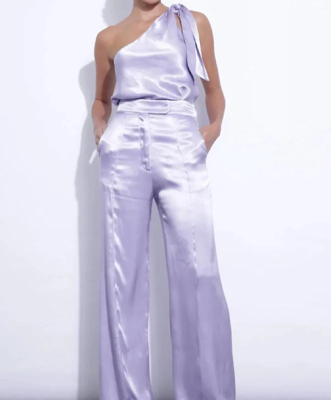 Dominique Solid Pants In Lavender