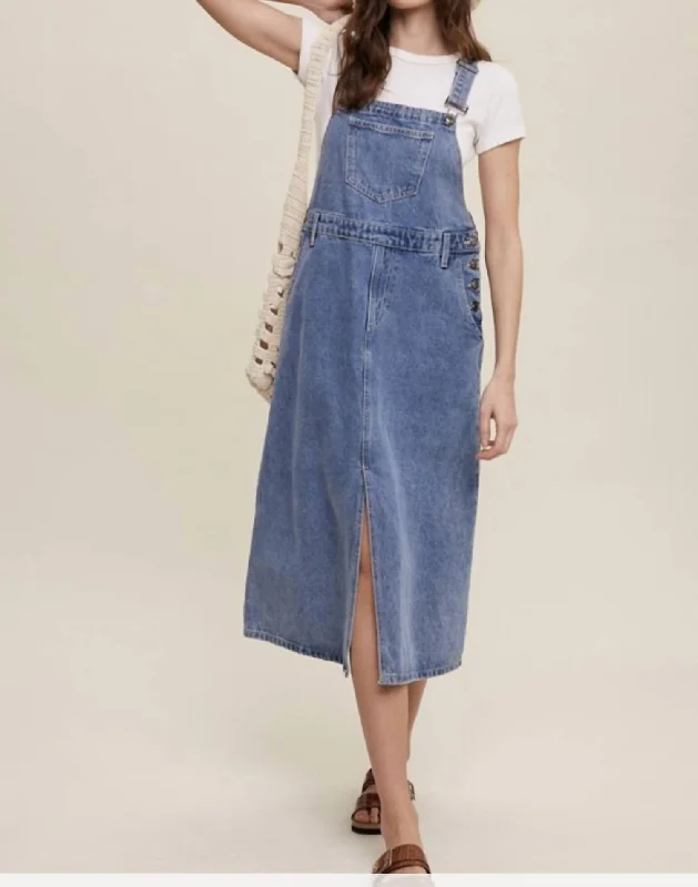 Girl Next Door Overall Dress In Denim