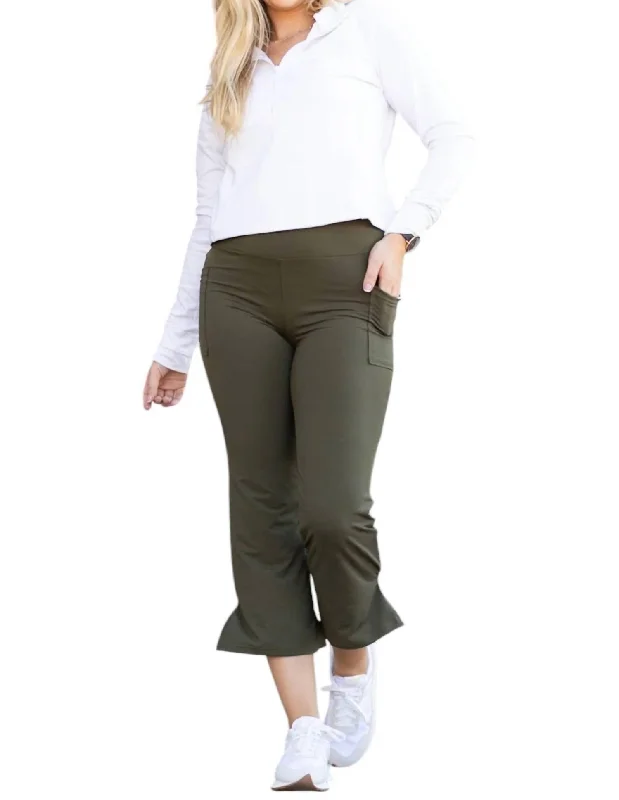 Shyla High Waisted Gaucho Pants In Olive