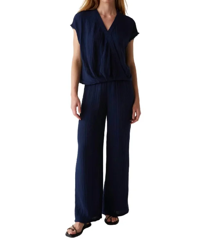 Susie Smocked Waist Pant In Nocturnal