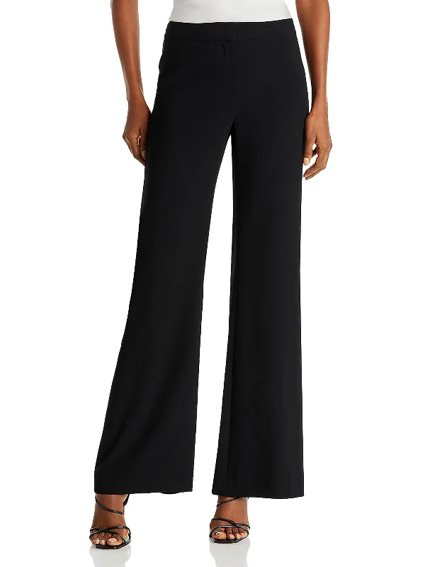 Womens Solid Casual Wide Leg Pants