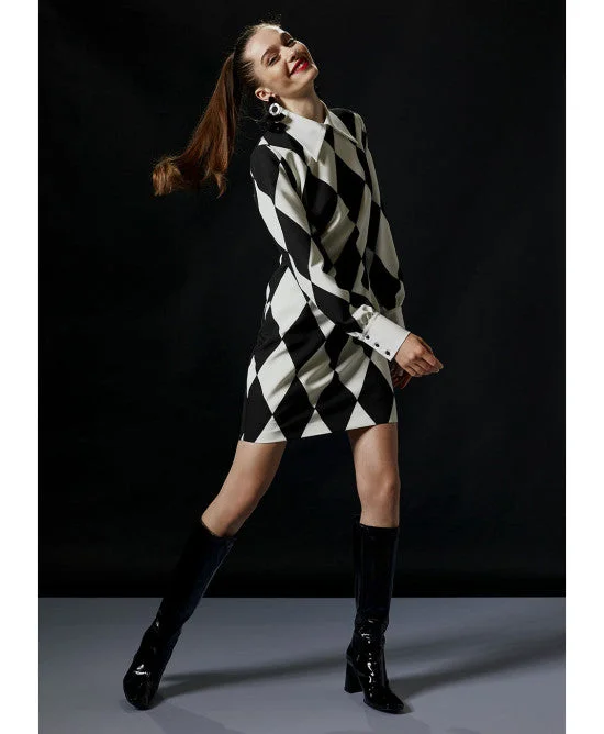 Turtleneck Women Sweater for a Classic and Elegant StyleAccess Mini Dress With Diamond Print