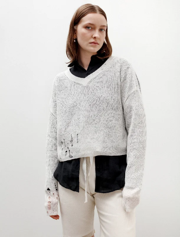 Open - Front Women Sweater for Easy LayeringAntje Alpaca Off White