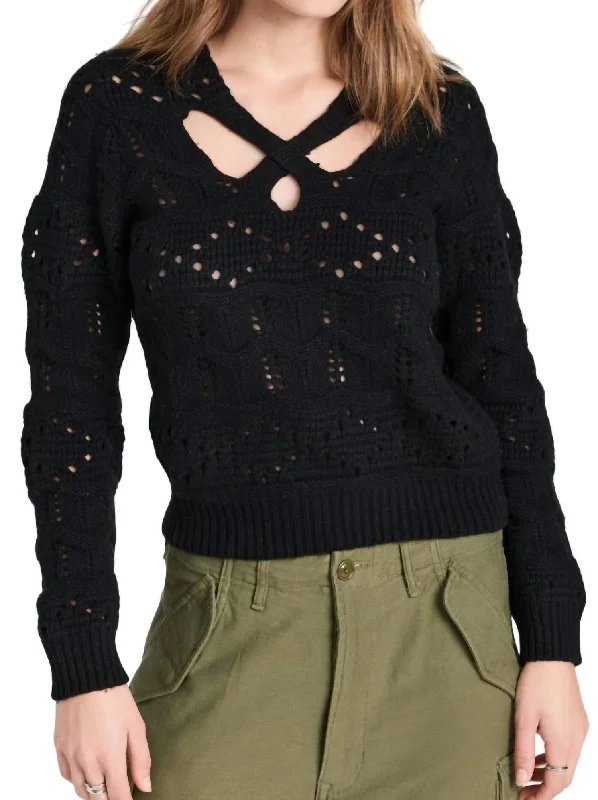 Cable - Knit Women Sweater with Intricate PatternsCole Cable Knit Cut Out Sweater In Black