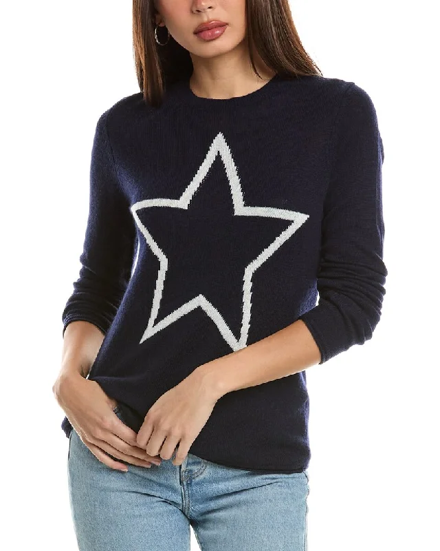 Long - Sleeve Women Sweater with Ribbed CuffsHannah Rose Star Intarsia Wool & Cashmere-Blend Sweater