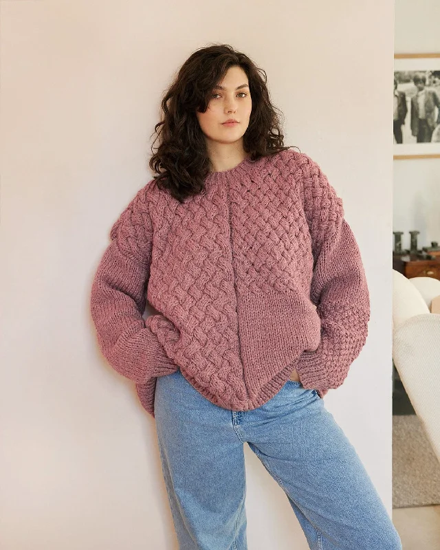 Hand - Knitted Women Sweater with Artisanal CharmHeartbreaker: Dusty Pink Alpaca & Wool Sweater