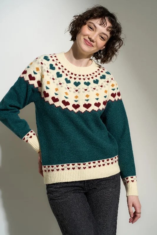 Long - Sleeve Women Sweater with Ribbed CuffsHeidi Sweater - Emerald