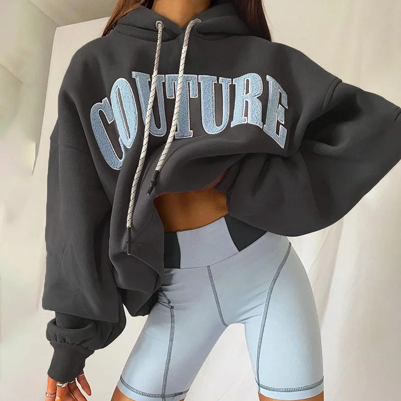 Hand - Knitted Women Sweater with Artisanal CharmHot sales letter hooded drawstring long sleeve sweartsuit ouversized unisex hoodies casual lady printed streetwear hoodie