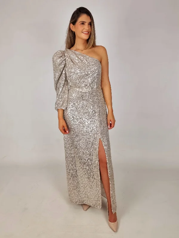 Open - Front Women Sweater for Easy LayeringLaura Bernal Long Gold Sequin Dress