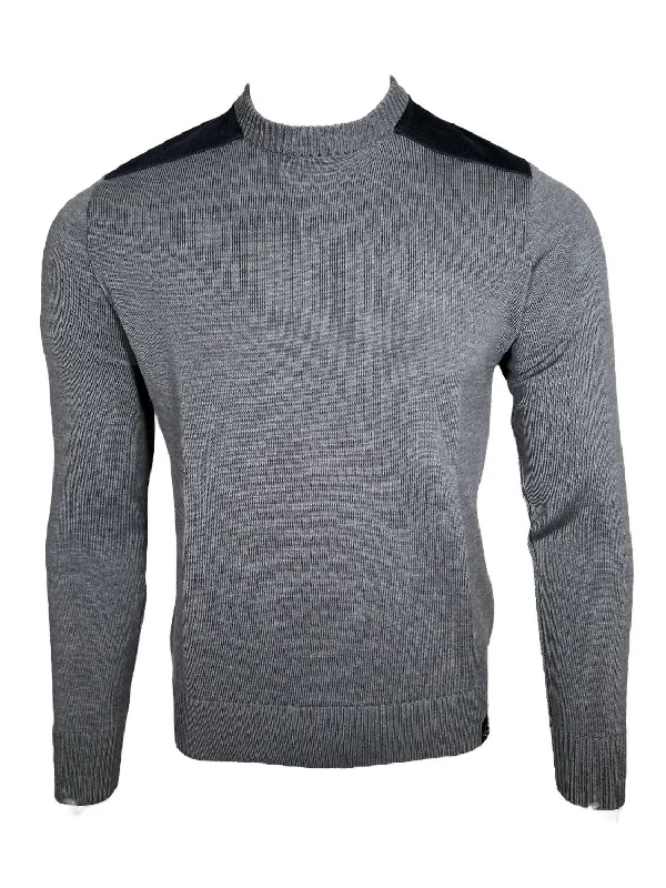 Lightweight Women Sweater for Spring and FallMen's Crew Sweater With Corduroy In Grey