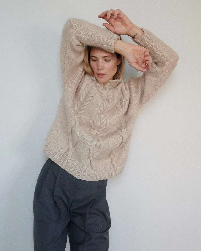 Hand - Knitted Women Sweater with Artisanal CharmŪla: Buckwheat Merino Wool Sweater