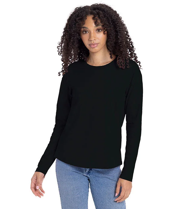 Crop Top Women T Shirt to Pair with High - Waisted Bottoms3911NL - Next Level Ladies Relaxed Long Sleeve T-Shirt | Black