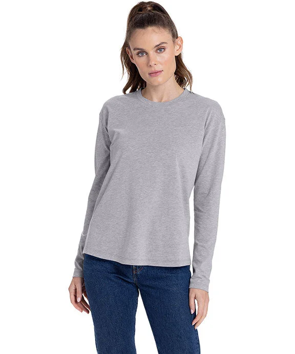 Long Sleeve Women T Shirt for Cooler Weather3911NL - Next Level Ladies Relaxed Long Sleeve T-Shirt | Heather Grey