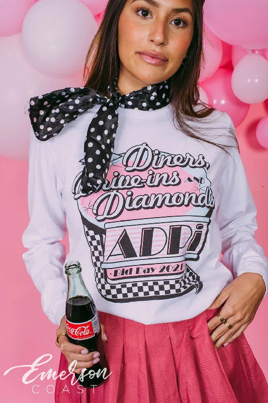 Puff Sleeve Women T Shirt for a Fashion - Forward LookADPI Diners Drive-ins and Diamonds Bid Day Tee