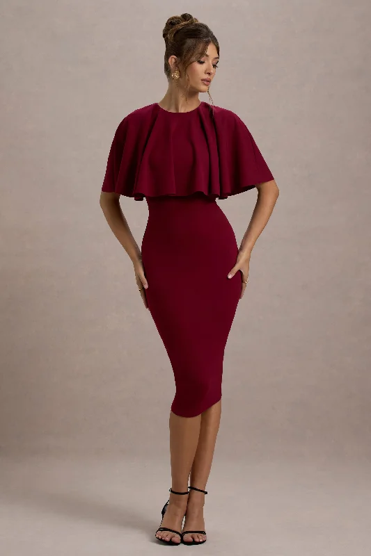 Mini Women Dress with a Short Hem for a Young and Trendy StyleAndorra | Berry Bodycon Cape Midi Dress