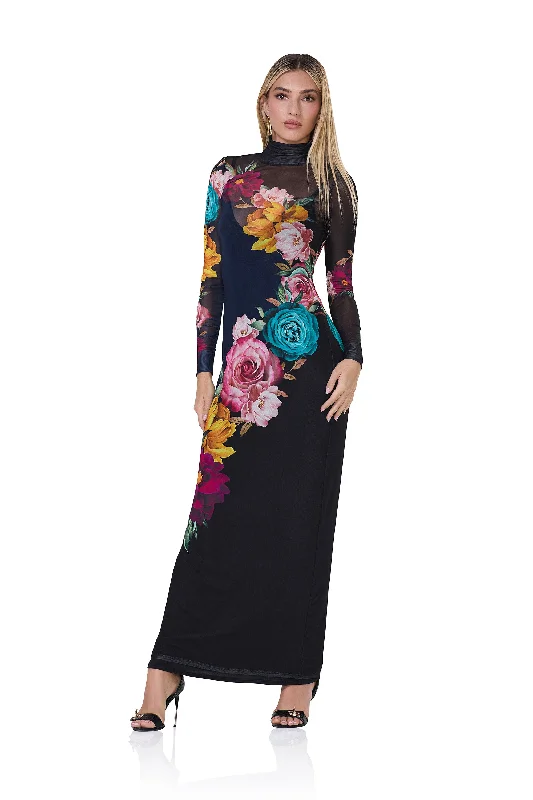 Long - Sleeve Women Dress in Velvet for a Luxurious Winter LookBillie Dress - Navy Block Floral