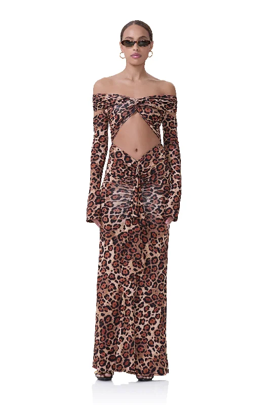 Empire Waist Women Dress to Accentuate the Bust and Conceal the WaistChester Dress - Cocoa Leopard