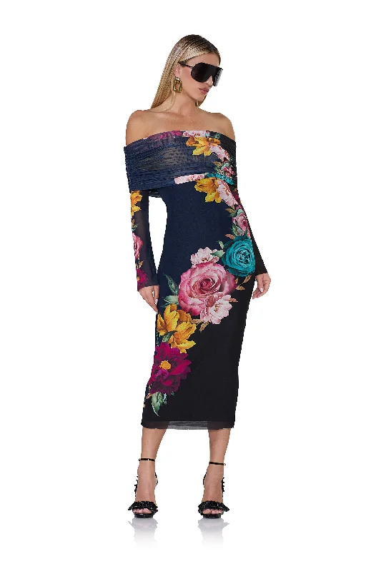 Mini Women Dress with a Short Hem for a Young and Trendy StyleCornelia Midi Dress - Navy Block Floral