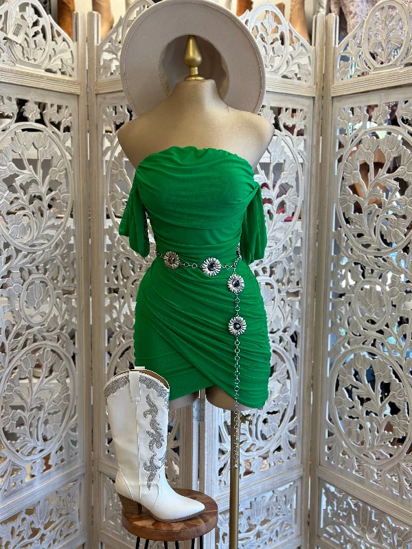 Shift Women Dress with a Simple and Classic Design for Everyday WearGreen Draped Mini Dress