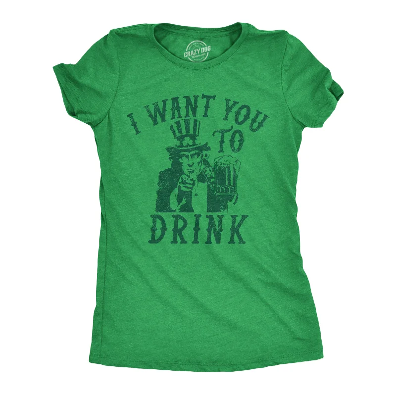 Ringer T Shirt Women with Retro - Inspired StripesI Want You To Drink Women's T Shirt