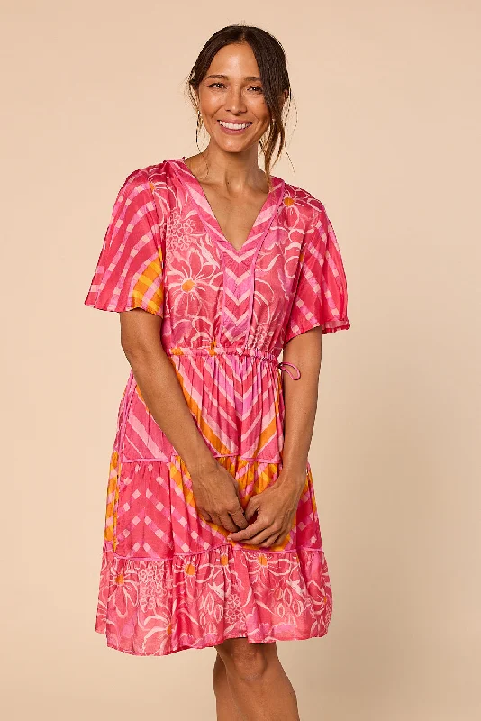 Ruffled Women Dress with Multiple Layers for a Playful and Girly StyleIris Short Dress in Strawberry Moon