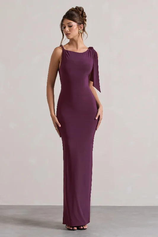 Ball Gown Women Dress with a Full Skirt for a Princess - like LookKacey | Plum Twisted Knot Maxi Dress