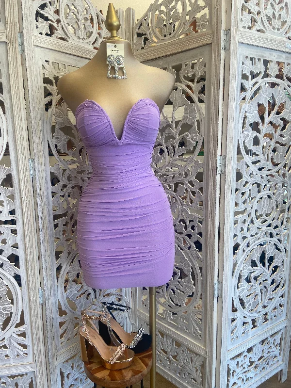 Ruffled Women Dress with Multiple Layers for a Playful and Girly StyleLavender Heart Lined Mini Dress