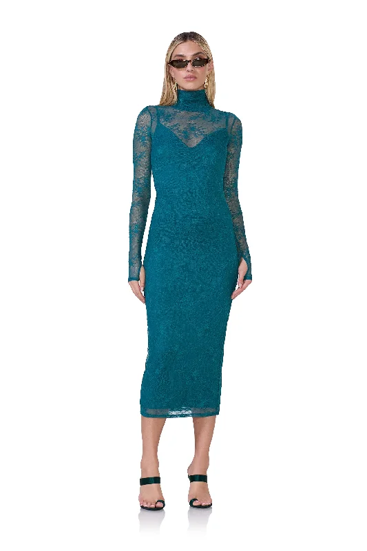 Sheath Women Dress with a Tailored Fit for a Professional LookShailene Lace Dress - Spruce