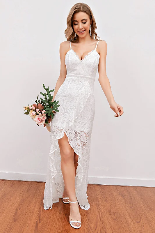 Sleeveless Women Dress in Bright Colors for Summer PartiesWhite Lace Beach Wedding Dress