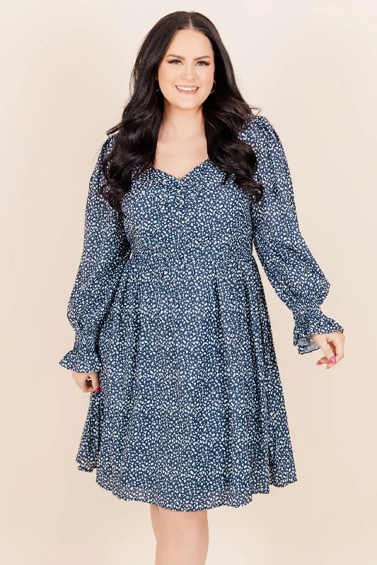 Ruffled Women Dress with Multiple Layers for a Playful and Girly StyleDancing With Our Hands Tied Dress, Navy