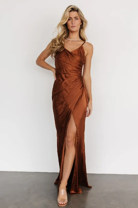 Strapless Women Dress with a Built - in Bra for Comfort and SupportMonet Satin Gown | Spice