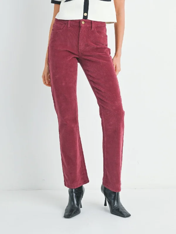 Just Black Burgundy Slim Corduroy Bootcut