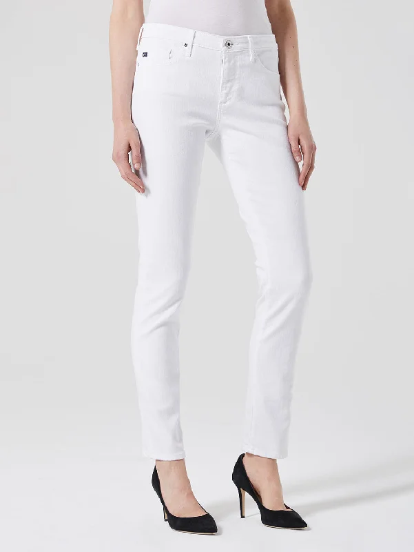 Mari Mid Rise Straight Jean - White