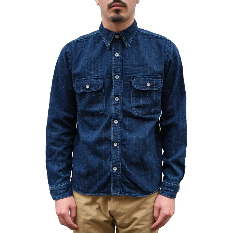 Samurai Jeans SSS22-SHR Distressed "Shuriken" Wabash Stripe Shirt