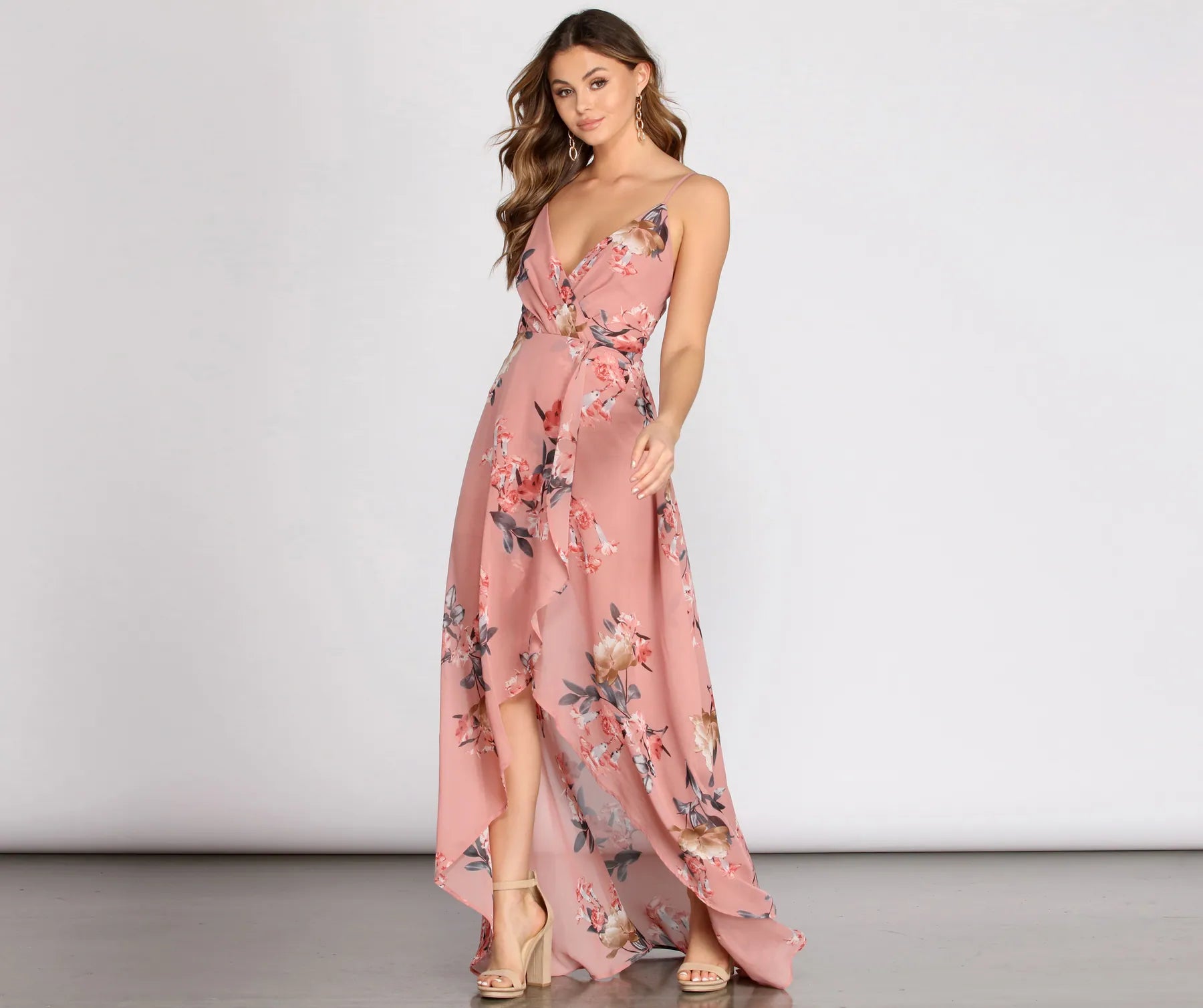 Strapless Women Dress with a Built - in Bra for Comfort and SupportDestiny Floral High Low Dress