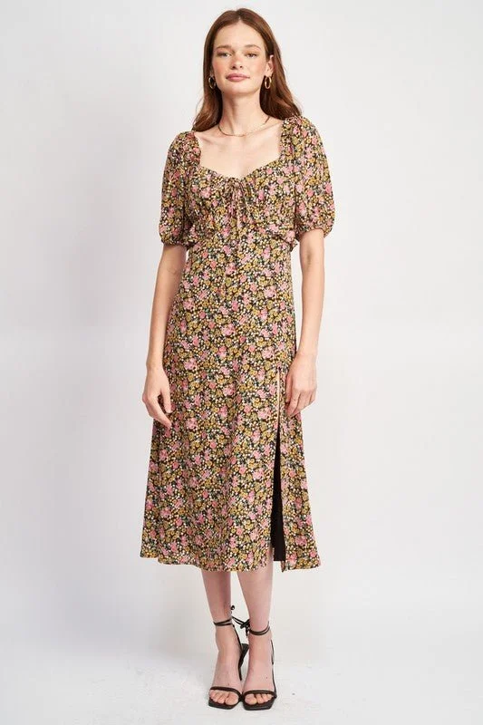 Printed Abstract Women Dress for a Modern and Artistic AppealFloral Ruffle Dress