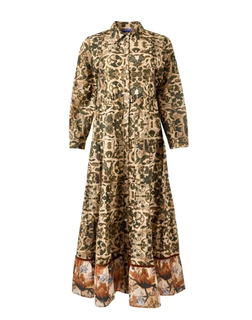 Lace - Embellished Women Dress for an Elegant and Sophisticated AppearanceJinette Brown Print Shirt Dress