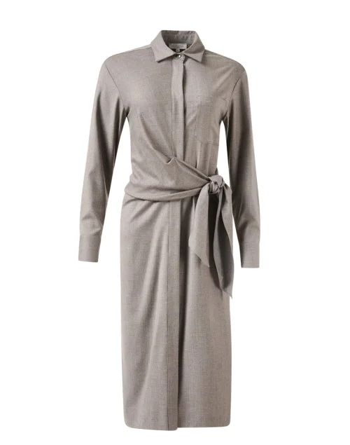 Halter Neck Women Dress to Show Off the Shoulders and NecklineLadispoli Taupe Knit Shirt Dress