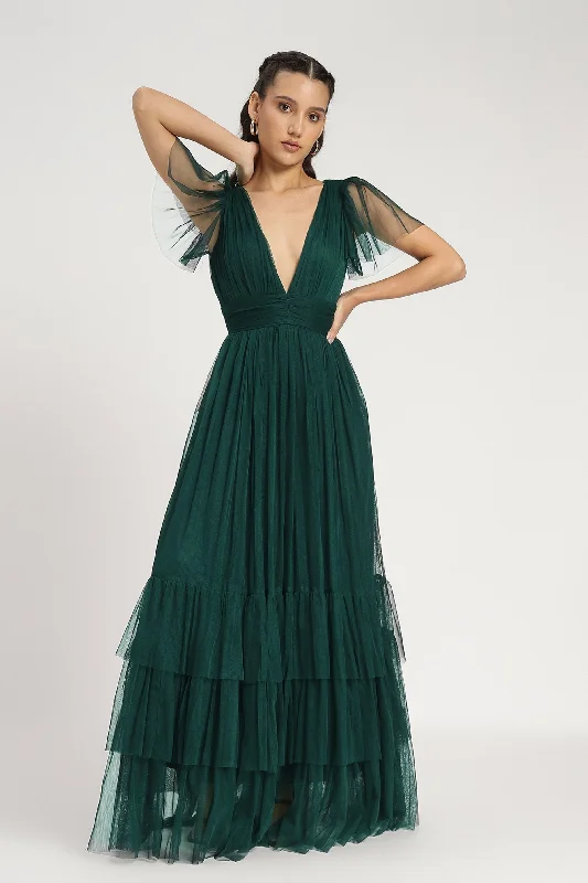 Lace - Embellished Women Dress for an Elegant and Sophisticated AppearanceMadison Maxi Dress in Emerald Green