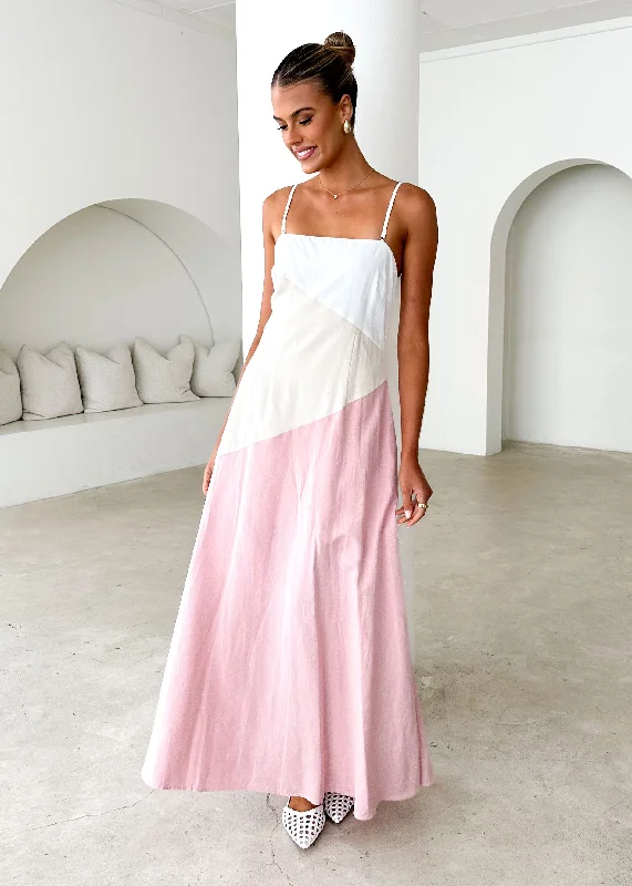 Empire Waist Women Dress to Accentuate the Bust and Conceal the WaistMaliah Maxi Dress - Pink Splice