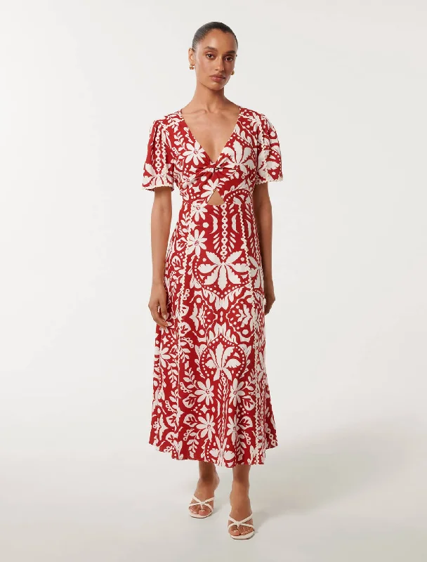 Lace - Embellished Women Dress for an Elegant and Sophisticated AppearanceMarbella Petite Printed Trim Midi Dress