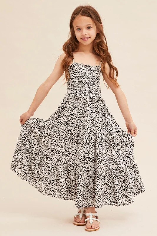 Wrap - Style Women Dress with Adjustable Fit for All Body TypesPrint Kids Midi Dress Singlet Tiered