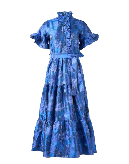 Plus Size Women Dress with a Flattering A - Line Cut for Comfort and StyleSadie Blue Floral Dress