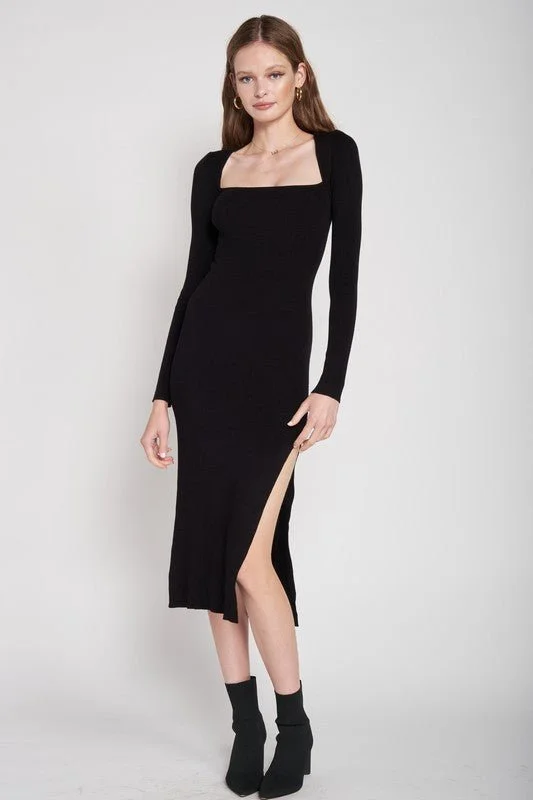 Wrap - Style Women Dress with Adjustable Fit for All Body TypesSquare Neck Midi Dress