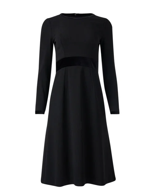 Off - the - Shoulder Women Dress for a Romantic and Feminine LookThandie Black Wool Crepe Dress